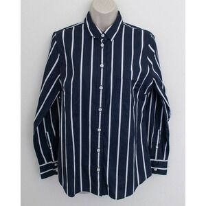 J.Crew Shirt Womens Small Blue White Striped Button Down Long Sleeve Collared